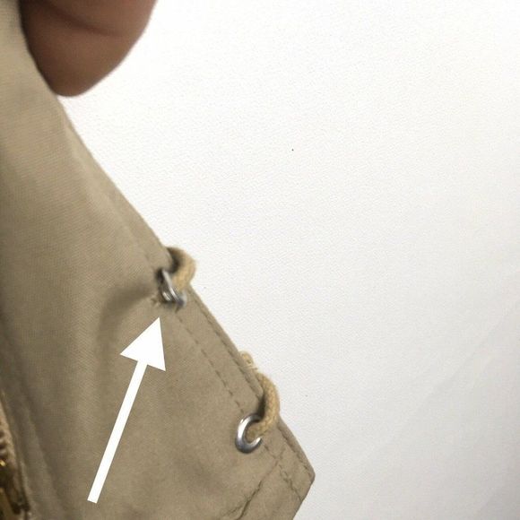 Vintage Skitique Quarter Zip Jacket Womens L Beige Side Tie Zip Pouch Pockets - Picture 11 of 12